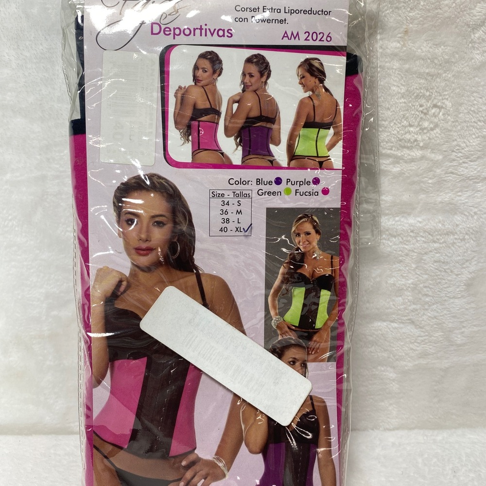 Ann Michell 40 XL Waist Trainer Corset Cincher Body Shaper Pink Black Adjustable